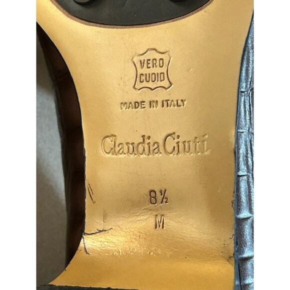 Claudia Ciuti “Aria” Brown Croc-Embossed Leather Loafer Pumps – 8.5 M - Picture 8 of 11